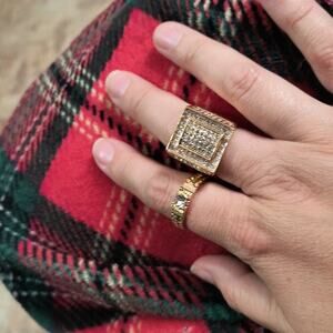 Gold  2 Rings with CZ Diamond accents size 8